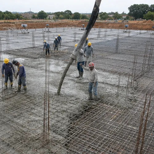 Concretagem de radier armado