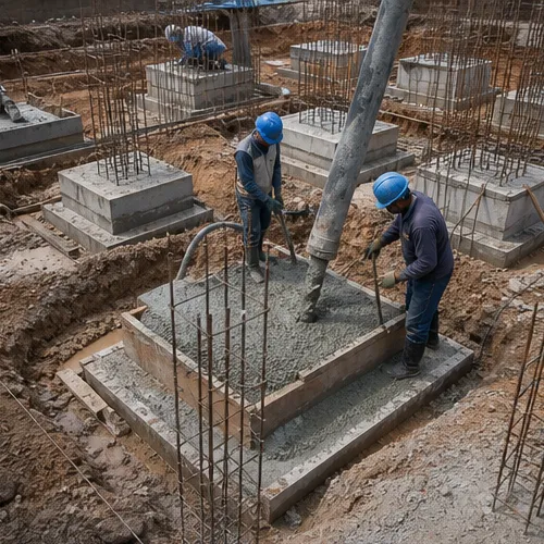 Concretagem de sapata ou bloco de fundação